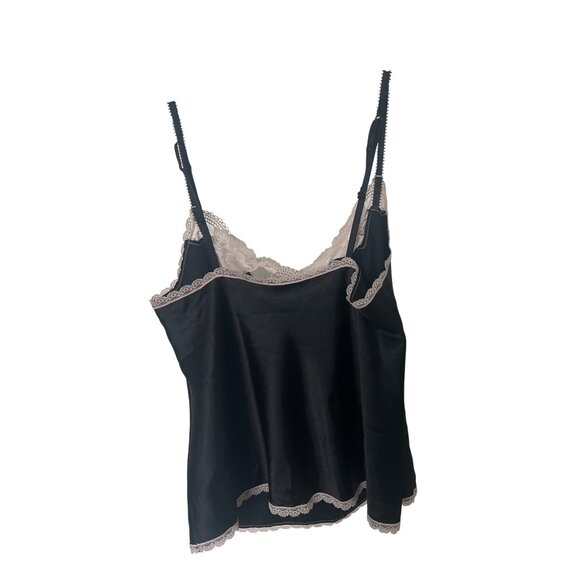 Black Lace Trim Satin Lingerie Set With Adjustable Straps - Picture 5 of 9